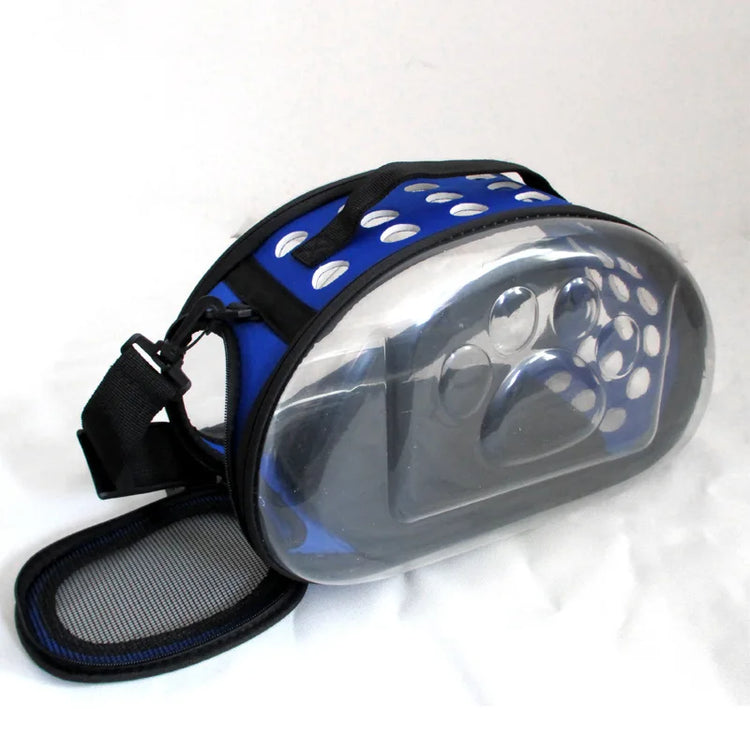 Transparent Foldable Outdoor Pet Travel Carrier Bag for Dog/Cat | Crossbody Portable Breathable Collapsible Travel Cat Carrier Bag