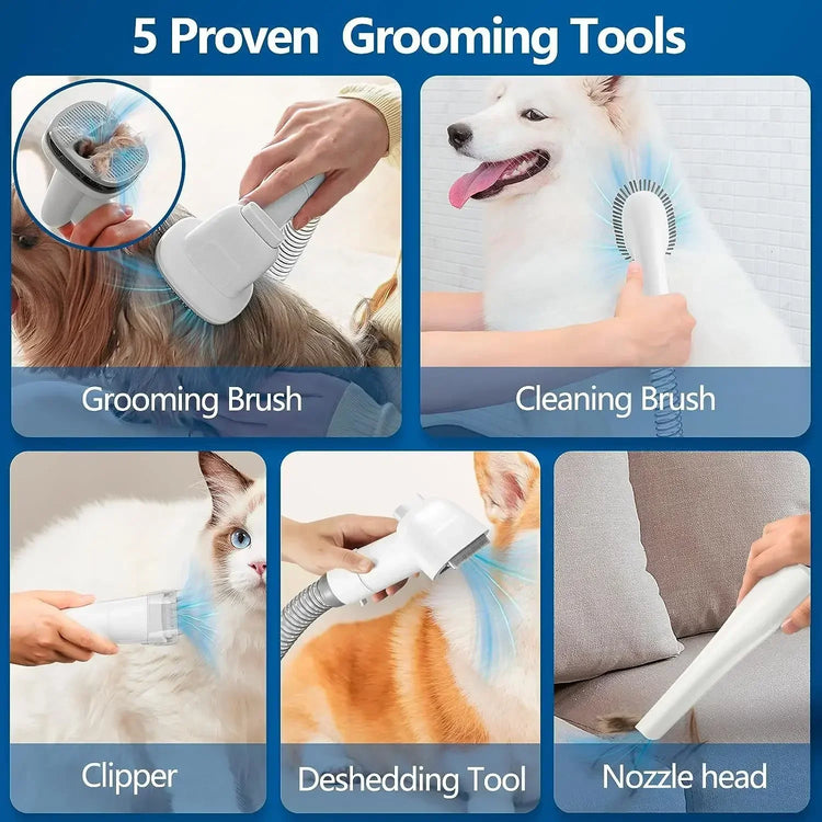 VOFORD Dog Grooming Kit with Vacuum Cleaner and 5 Grooming Tools