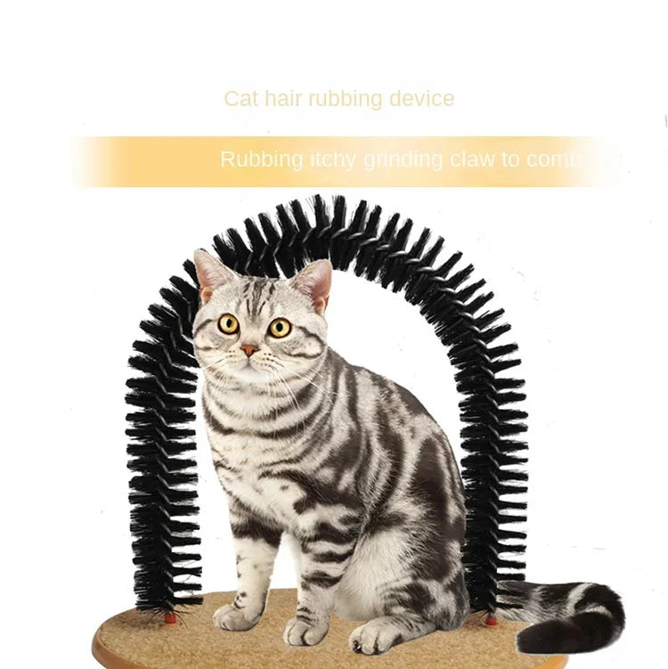 Cat Toy Arch Self Groome | Pamper Feline with A Massage - Grooming Rubbing Brush with Scratching Pad | Toy for Cats - Interactive Toys