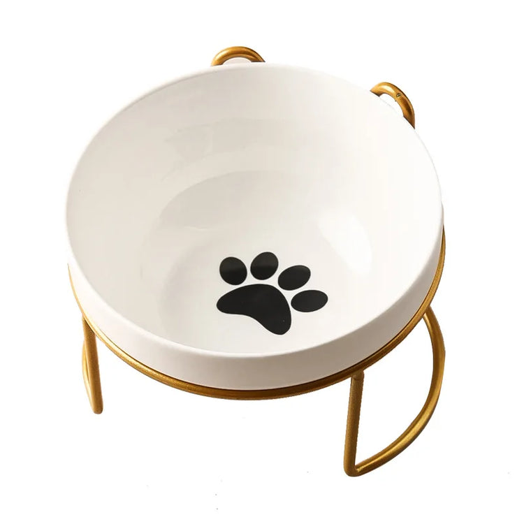 Ceramic Cat Bowl | Food & Water Bowl for Cats/Dogs | Double Ceramic Bowl Set | Cervical Protection | Pet Feeding Supplies