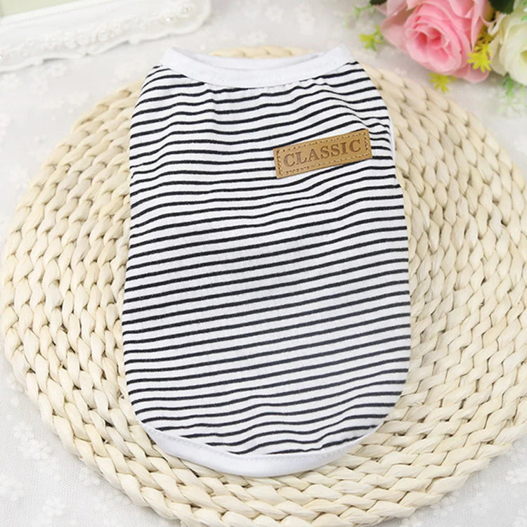 Classic Striped Cat Vest Shirt | Lightweight Summer Pet Clothes For Cats/Small Dogs