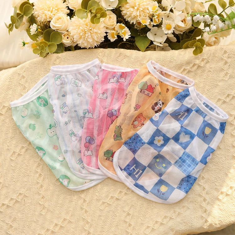 Original Cartoon Summer Mesh Vest | Cute & Breathable Pet Clothing For Cats/Dogs