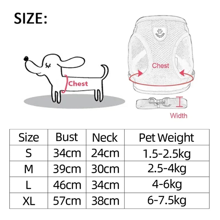 Cat Harness Vest | Walking Lead Leash for Puppy Dogs | Polyester Adjustable Mesh Dog Harness | Small Medium Pet Accessories Collar