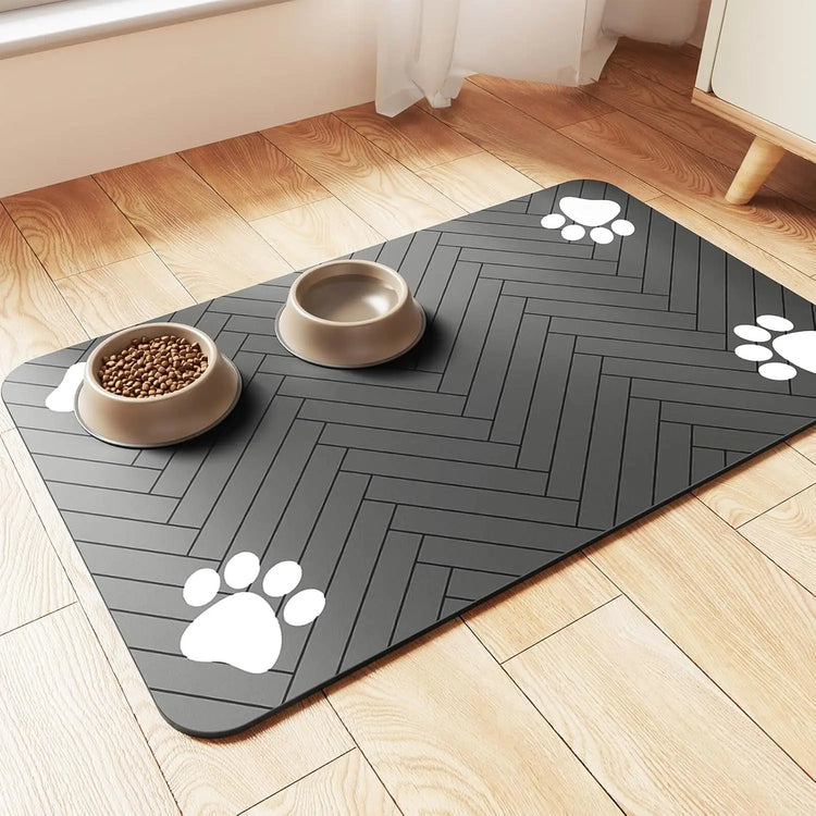 Pet Feeding Mat-Absorbent Pet Placemat for Food and Water Bowl | Waterproof Rubber Backing | Quick Dry Water Mat for Dog/Cat