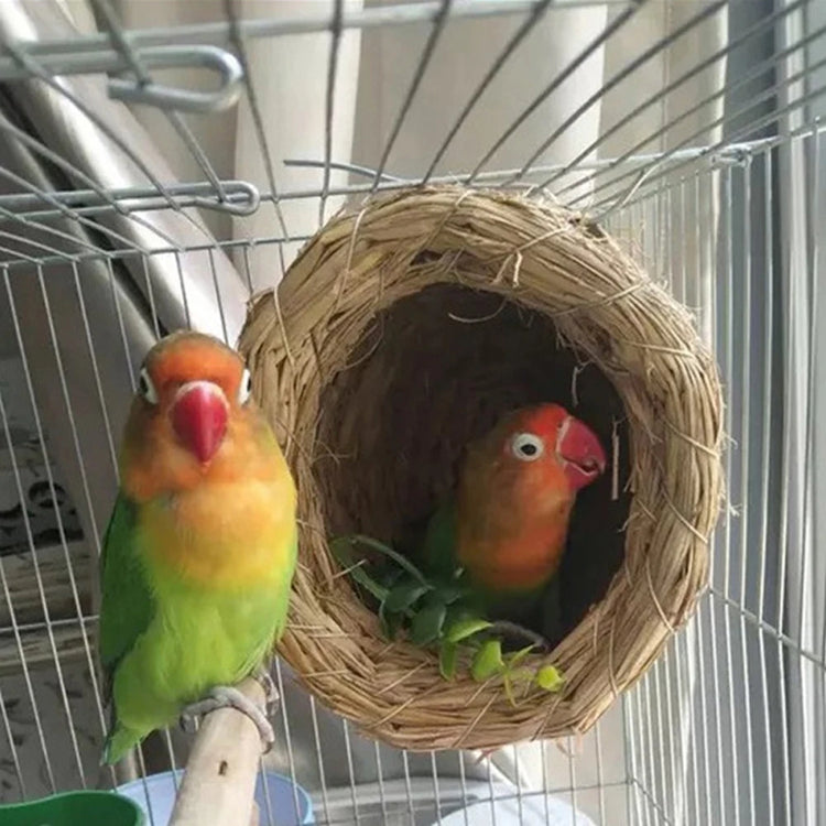 Natural Handmade Straw Bird Nest – Cozy Pigeon & Parrot Nest for Small Pet Birds | Eco-Friendly Cage Accessory (9x12cm)