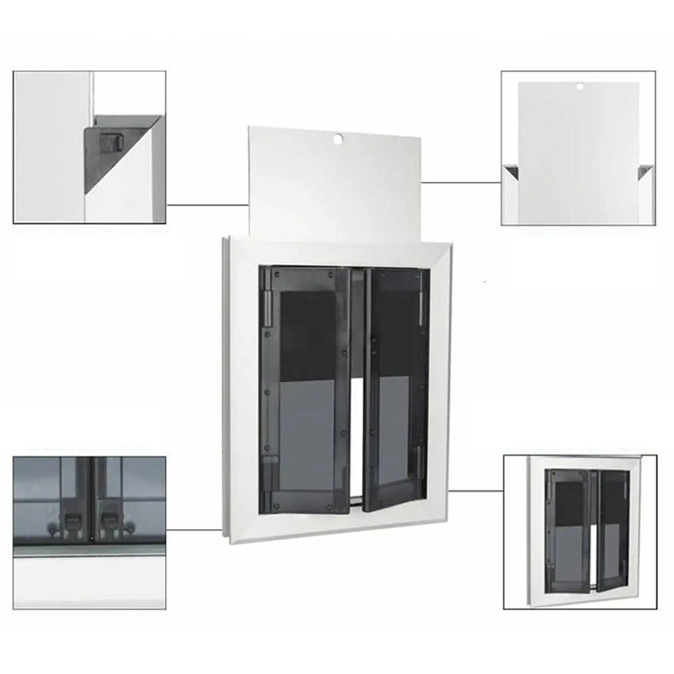 Heavy-Duty Aluminum Dog Door with Lockable Dual Flap – Magnetic Closure Pet Door for Medium & Large Dogs, Indoor/Outdoor Use