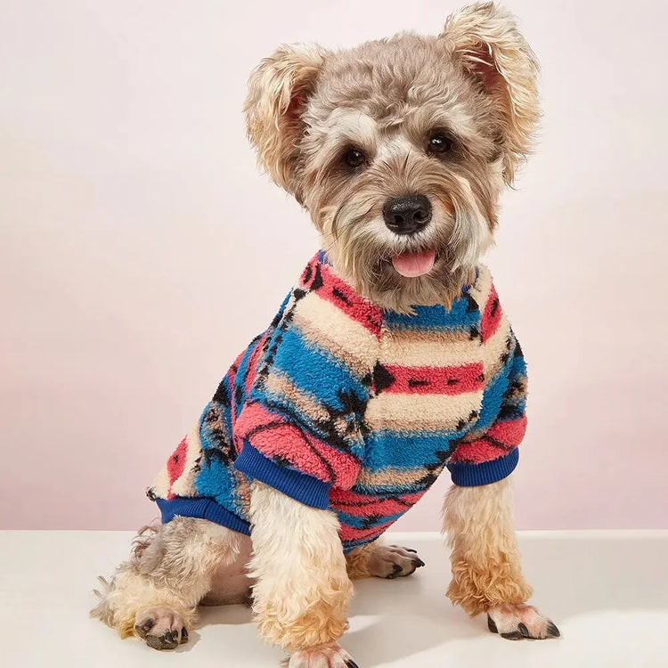 Striped Ethnic Pet Sweatshirt | Cozy Wear for Dogs/Cats for Autumn/Spring