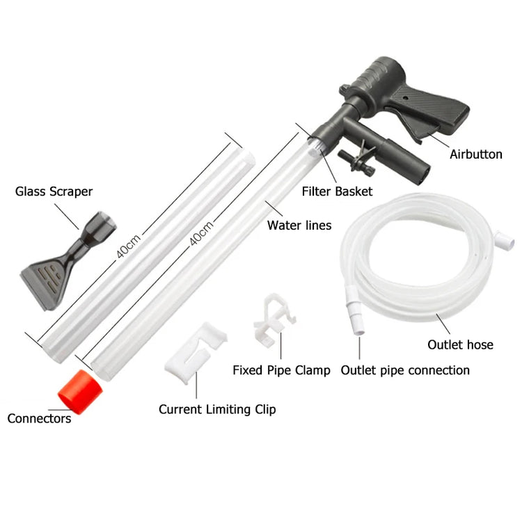 Aquarium Cleaning Tool Vacuum Water Changer – Manual Siphon Filter Pump with Sand Gravel Cleaner
