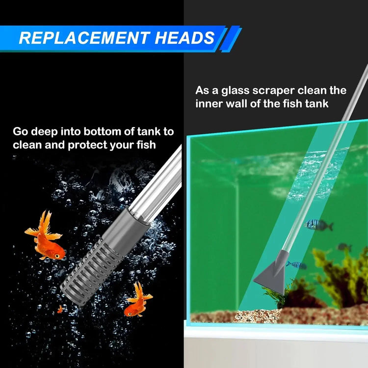 Fish Tank Water Changer Handheld Vacuum Siphon Pump with Adjustable Outlet Valve