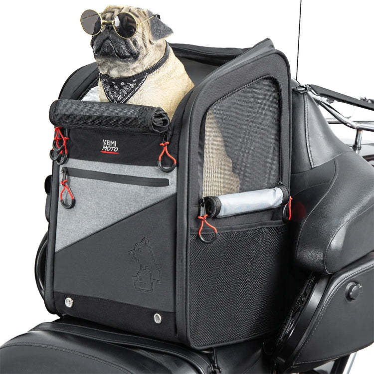 Motorcycle Pet Carrier Backpack – Foldable Dog/Cat Bag for Touring & Street Bikes, 44L Capacity