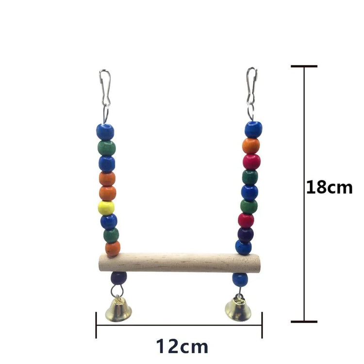 Bird Cage Toys for Parrots | Wooden Colorful Swing Ladder Birds / Reliable Chewable Bite Bridge - Wooden Beads Shape Parrot Toy