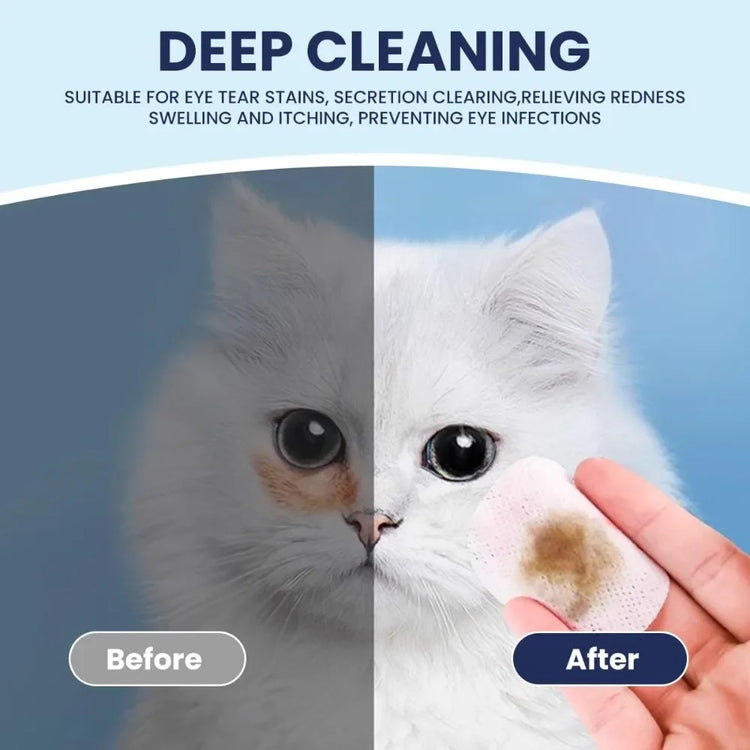 Cat Ear Wipes | Pet Ear & Eye Cleaning Finger Wipes | Remove Wax & Odor | 50 Wipes for Dogs/Cats