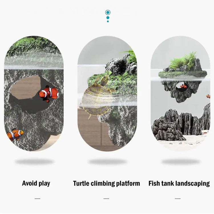 Fish Tank Artificial Stone Decoration – Miniature Floating Moss Rock with Cave Hideout for Aquarium Landscaping