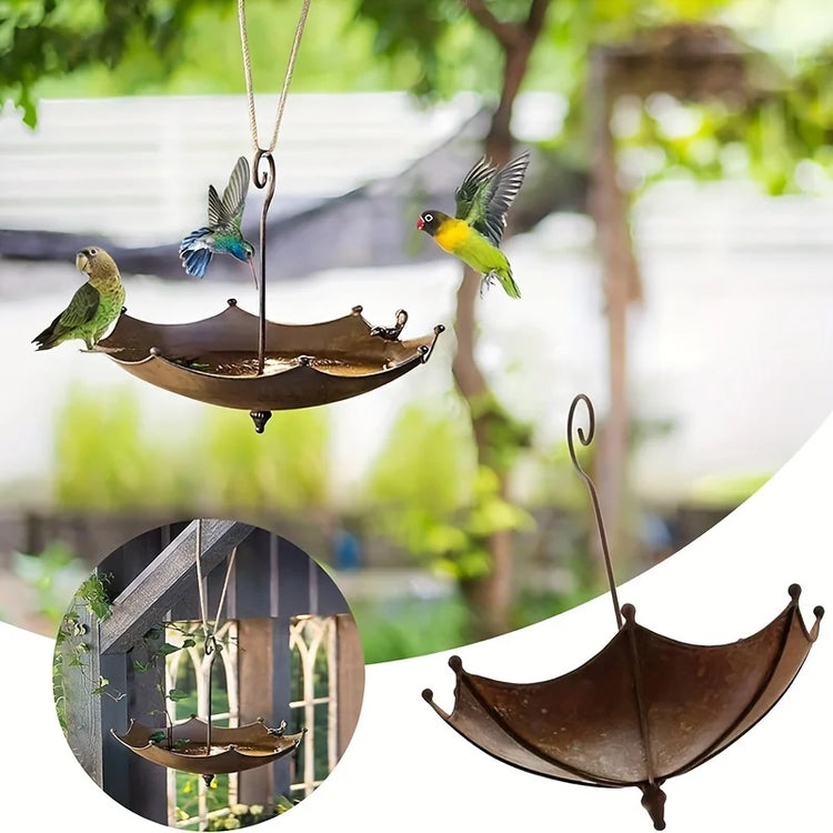 Outdoor Hanging Bird Feeder Tray | Bird Bath Bowl | Hummingbird Feeder | Metal Water Bowl | Garden Decor