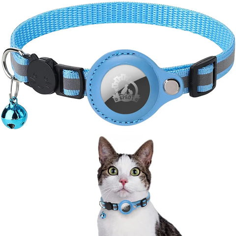 Cats Collar | With PU Leather Protective Case- Airtag | Anti Lost Locator Tracker | Dog Accessories | Reflective Pet Collars