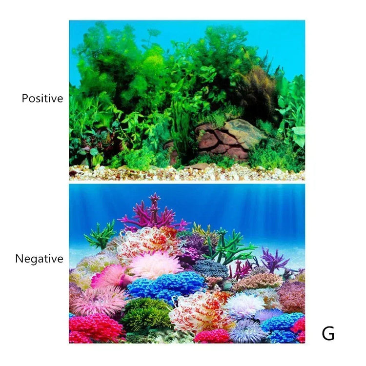 3D Aquarium Background Poster – Double-Sided Ocean Plant Design Fish Tank Sticker Decor