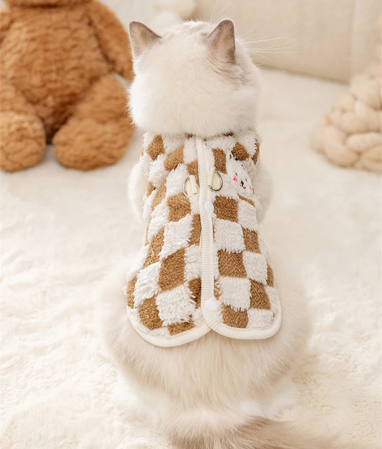 Winter Warm Hairless Cat Clothes | Buckle Cardigan Sweater For Sphynx, Ragdoll, Siamese & Persian Cats
