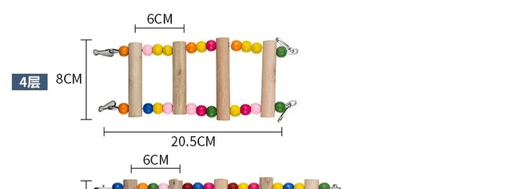 Bird Parrot Toys | Colorful Hanging Cage Climbing Ladders with Natural Wood | Parrots Suspension Bridge Swing Toys | Bird Toy Supplies