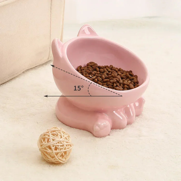 Cat Bowl Pet Accessories | Ceramic Diagonal High Feet - Cute Protection | Cervical Spine Dog Bowl - Drink Water Bowl | Pet Supplies