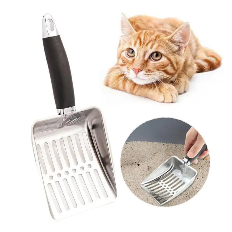 Dog & Cat Clean Feces Supplies – Stainless Steel Shovel | Cat Litter Scoop | Reduces Dust | Metal Long Handle Scoop | Pet Cleaning Tools