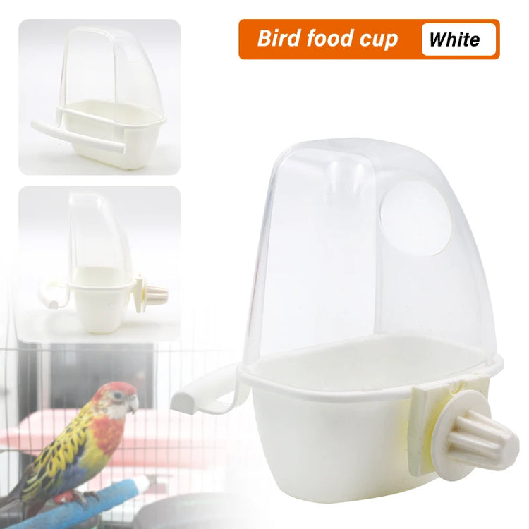 1/2pcs Bird Feeder for Cage | Hanging Bowl Cup with Lid | Parakeet Food Container | Easy-Mount Plastic Feeder | Accessories for Small Pet Birds
