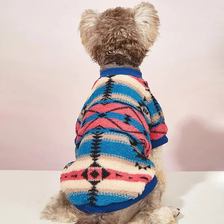 Striped Ethnic Pet Sweatshirt | Cozy Wear for Dogs/Cats for Autumn/Spring