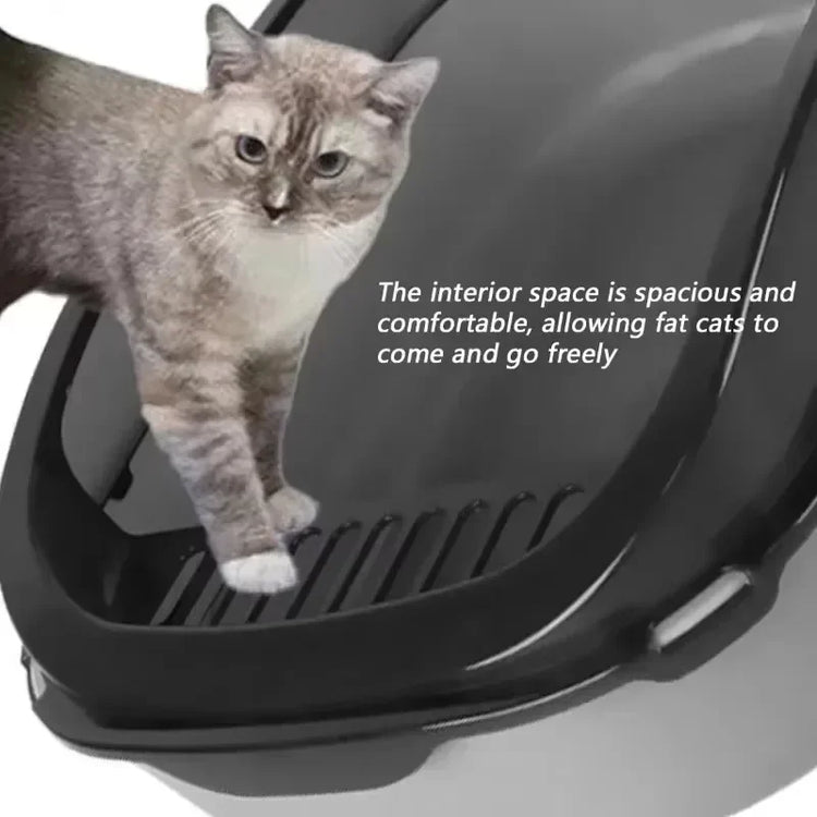 Cat Litter Box | High Side Thicken Semi Enclosed | Splashproof Large Capacity Tray | Removable Scoop | Easy Clean Cat Toilet