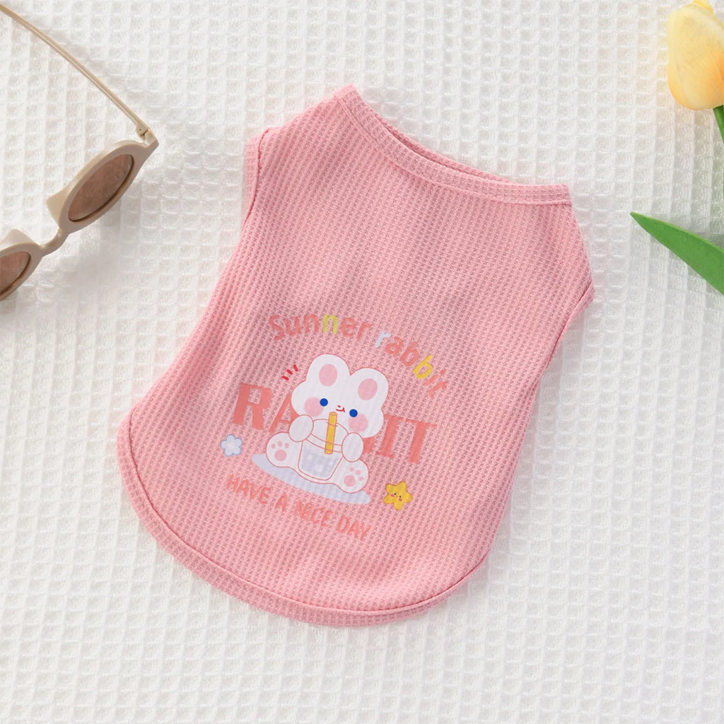 Dog and Cat Spring/Autumn Clothing | Dog Vest Super Cute Waffle Cartoon  Small Animal Printed Clothes