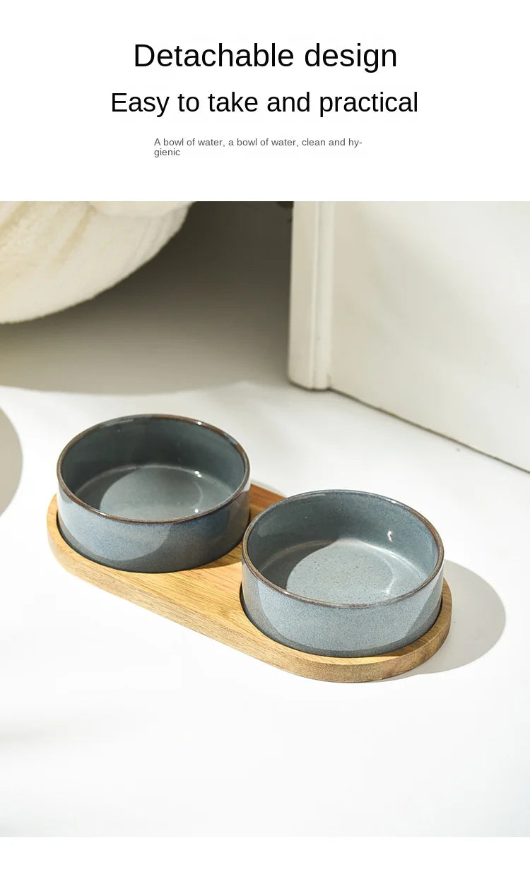 Cat Bowl | Cat Food Bowl | Ceramic Pet Food & Water Feeder | For Small & Medium-Sized Dogs | Spine Protection | Rollover Prevention