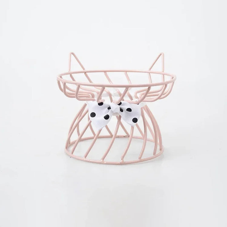 Ceramic Cat Food Bowl | High Foot Raised Pet Bowl | Cat Dog Feeding Dish | Cervical Spine Care | Outdoor Ceramic Bowl with Iron Stand | Anti-Tip Pet Feeder
