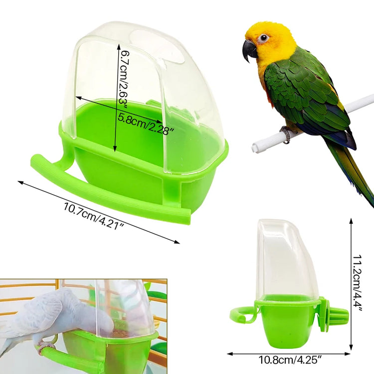 1/2pcs Bird Feeder for Cage | Hanging Bowl Cup with Lid | Parakeet Food Container | Easy-Mount Plastic Feeder | Accessories for Small Pet Birds