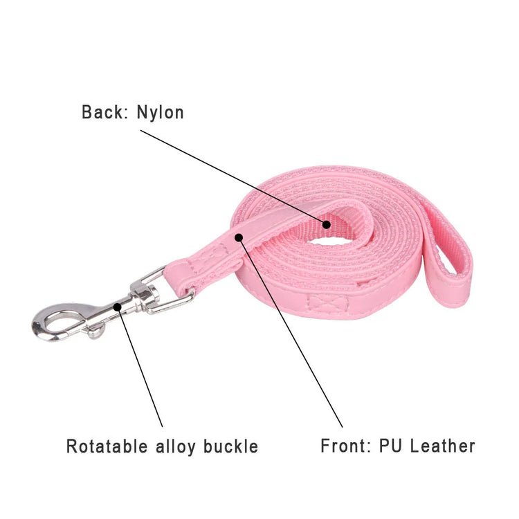 120cm PU Leather Padded Nylon Dog Leash – Durable, Comfortable, and Easy to Use for Dogs and Cats