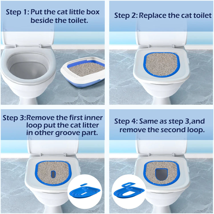 Pet Cat/Dog Toilet Training Kit | Reusable Removable Sand Tray Toilet Trainer for Cleaning & Training