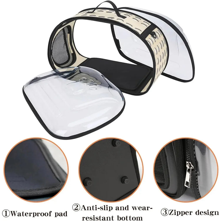 Transparent Foldable Outdoor Pet Travel Carrier Bag for Dog/Cat | Crossbody Portable Breathable Collapsible Travel Cat Carrier Bag