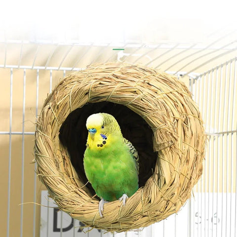 Natural Handmade Straw Bird Nest – Parrot & Pigeon House | Cozy Cage Bedroom for Small Birds & Pets