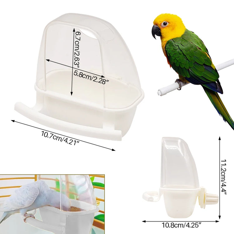 1/2pcs Bird Feeder for Cage | Hanging Bowl Cup with Lid | Parakeet Food Container | Easy-Mount Plastic Feeder | Accessories for Small Pet Birds