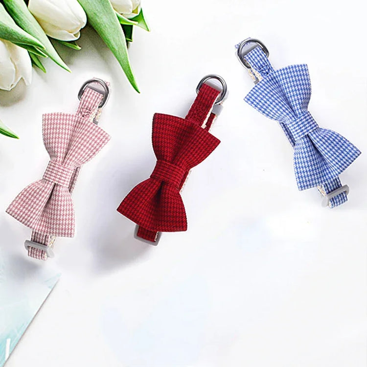 Cute Cat Collar with Bow Tie | Adjustable Design| Pet Dogs Cats Puppy Necklace - Pet Supplies
