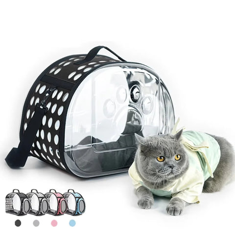 Cat/Dog Carrier Bag – Transparent, Breathable, Portable Travel Tote for Cats, Dogs & Rabbits