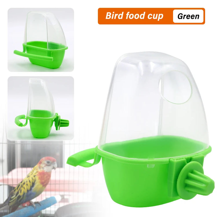 1/2pcs Bird Feeder for Cage | Hanging Bowl Cup with Lid | Parakeet Food Container | Easy-Mount Plastic Feeder | Accessories for Small Pet Birds
