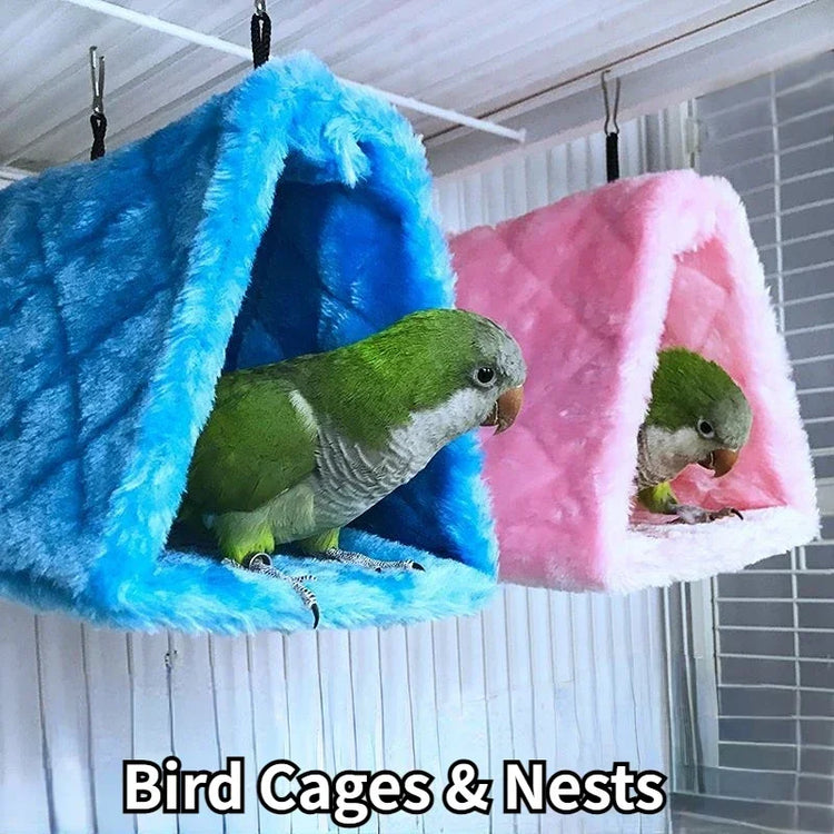 Pet Bird Hammock Hut | Warm Hanging Tent Bed for Parrots & Small Birds | Cozy Plush Nest for Sleeping & Cage Decoration