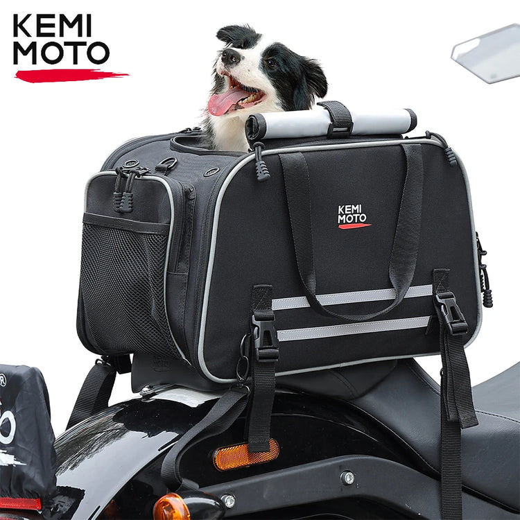 Motorcycle Pet Carrier Bag | Airline Approved Portable Travel Carrier for Cats/Dogs | Fits Luggage Rack or Passenger Seat