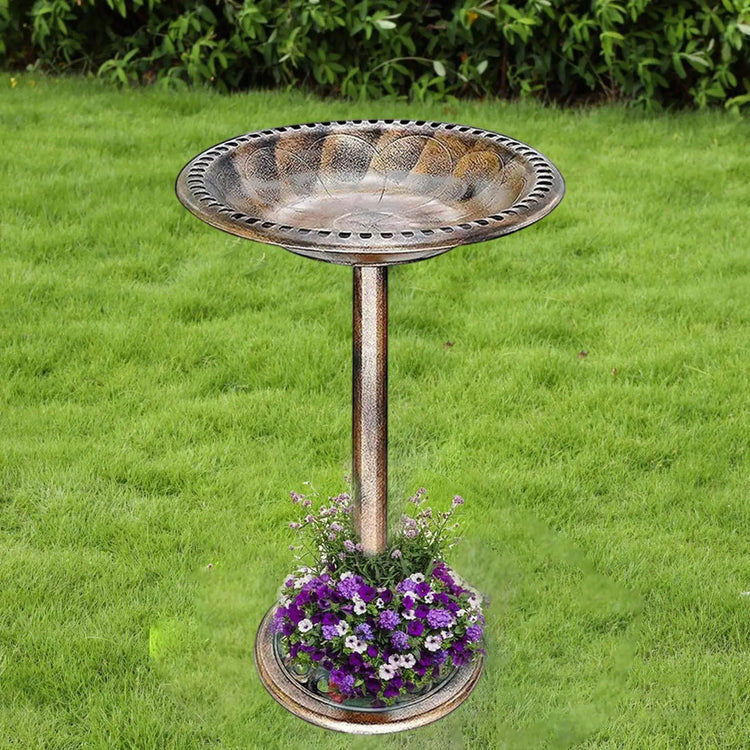 Antique Style Bird Bath | Weather-Resistant | Standing Flower Design for Courtyard, Lawn, Balcony, Yard, Garden