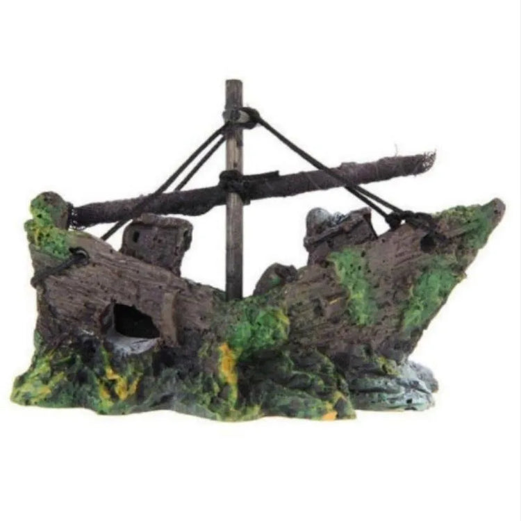 Aquarium Pirate Ship Wreck Ornament – Resin Fish Tank Decoration