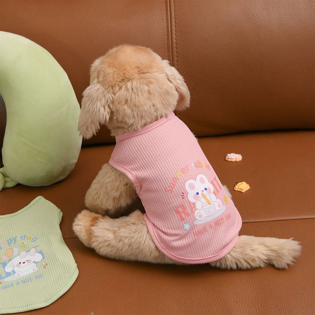 Dog and Cat Spring/Autumn Clothing | Dog Vest Super Cute Waffle Cartoon  Small Animal Printed Clothes