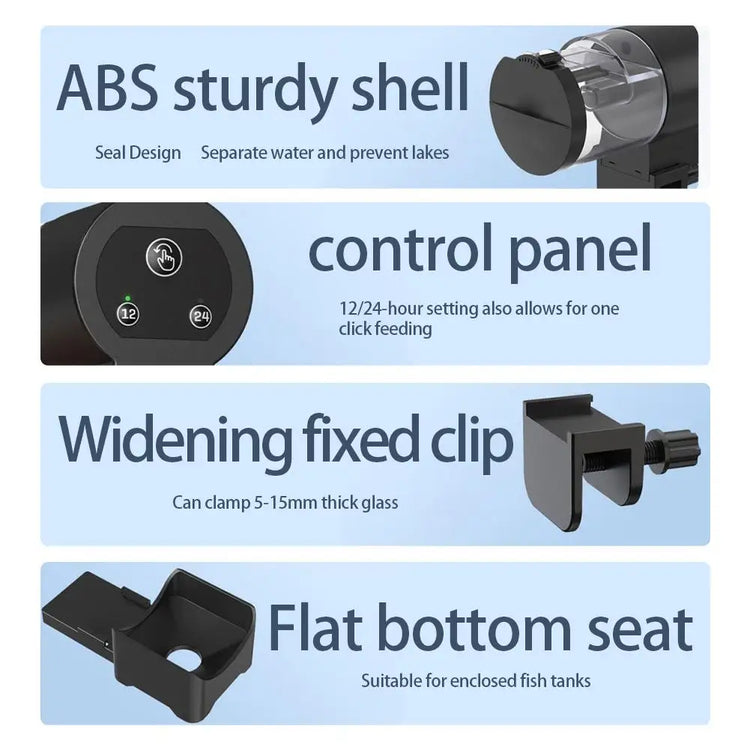 Automatic Fish Tank Feeder with Adjustable Feeding Amount and Timer – 12/24 Hour Interval, Manual & Auto Mode