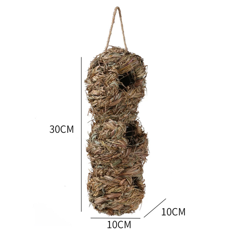 2024 Handwoven Reed Grass Bird Nest – Hanging Hummingbird Egg Cage for Outdoor Decor, Small Parrots & Garden Wildlife (Multiple Sizes)