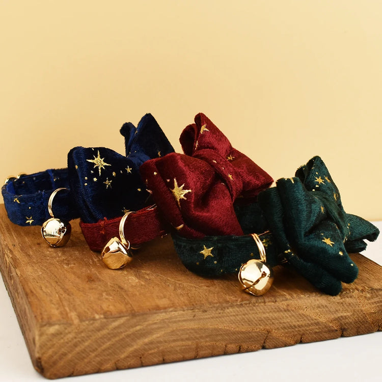 Cat Collar Bowknot | Adjustable Safety Personalized Pet Collar - Customized Name | Soft Corduroy with Bell