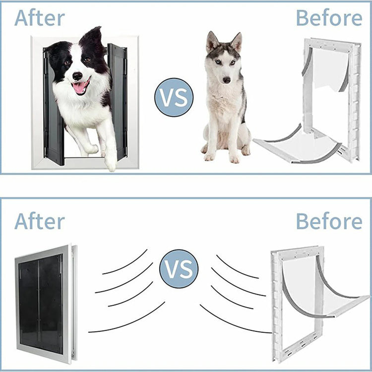 Heavy-Duty Aluminum Dog Door with Lockable Dual Flap – Magnetic Closure Pet Door for Medium & Large Dogs, Indoor/Outdoor Use