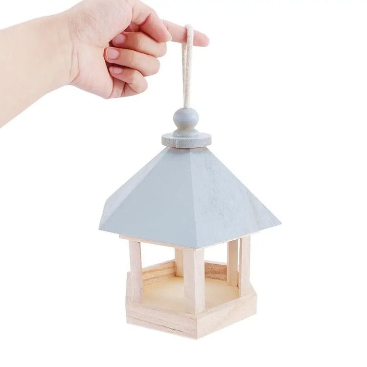 Simple Hanging Wooden Bird House Feeder – Outdoor Bird Shelter for Garden, Balcony, or Deck