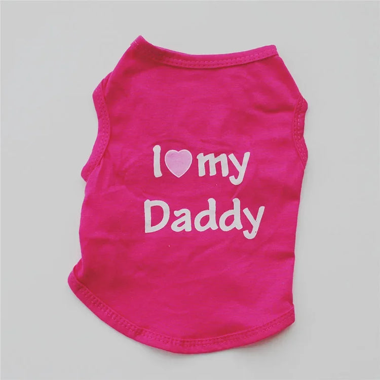"Love Mommy & Daddy" Cotton Vest | Soft Casual T-Shirt for Cats & Puppies | All-Season Pet Wear